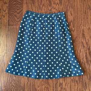 Sara Campbell Hunter Green and White Polka Dot Skirt